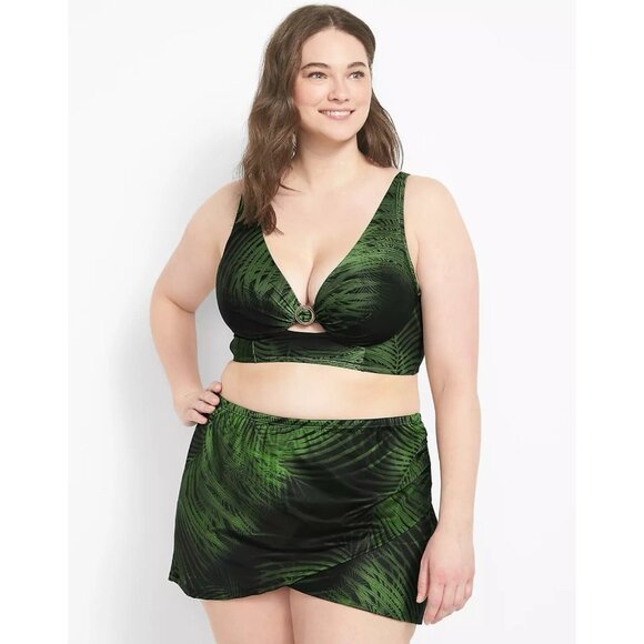 Cacique Breezy Palm 2pc Swim Set Bikini Top 44DD Skirted Bikini Bottom 22 - Picture 1 of 16